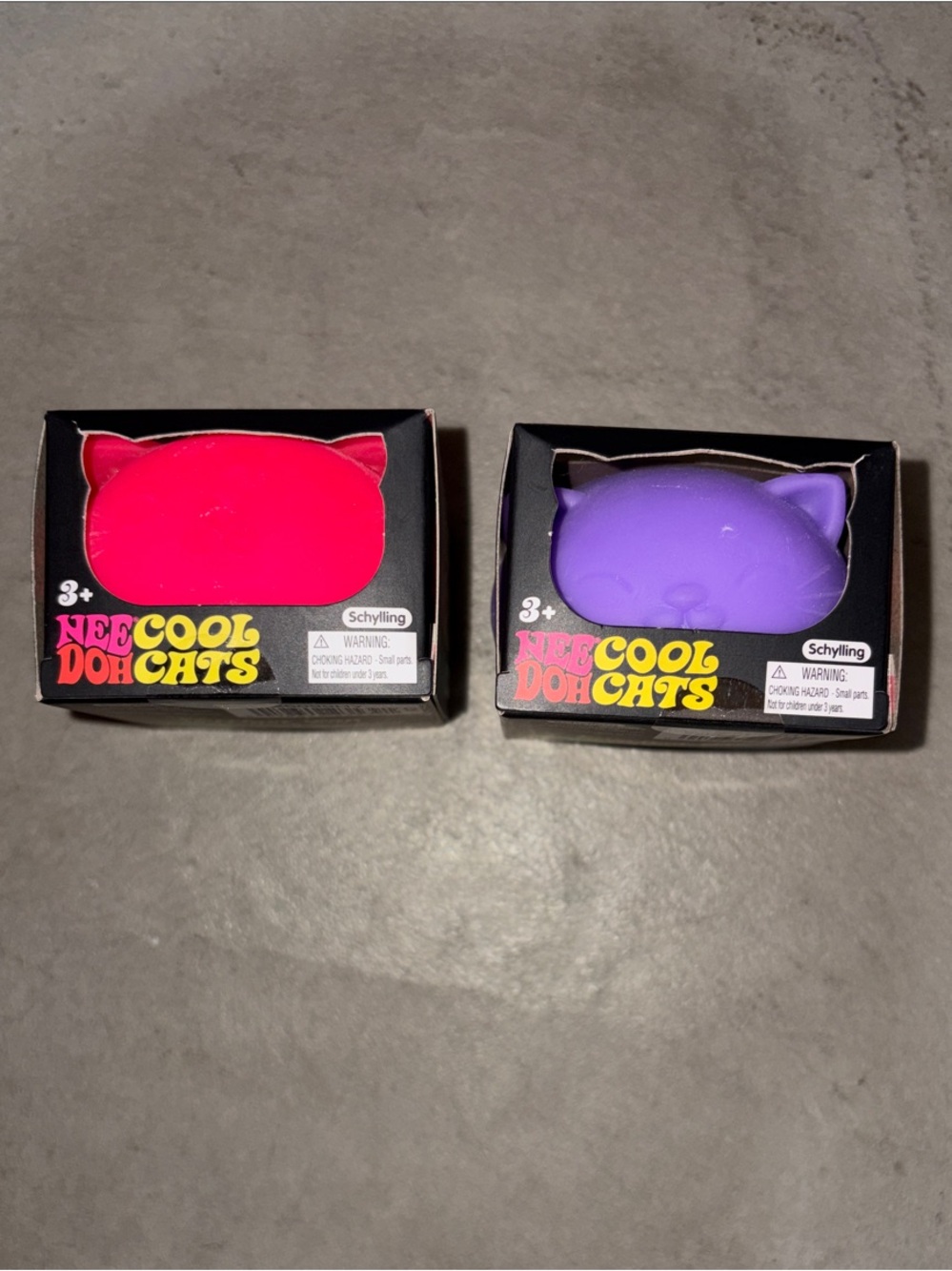 Schylling Needoh Cool Cats Set of Two 2 Pink and Purple Squishy Toys Squishies
